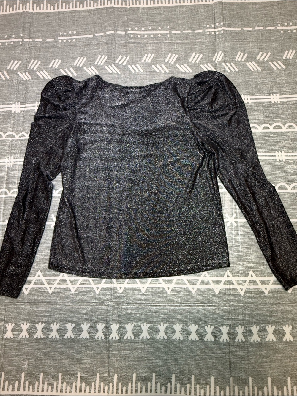 DKNY Metallic Shimmer Puff Sleeve Top - Picture 2 of 8